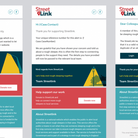 Streetlink email templates