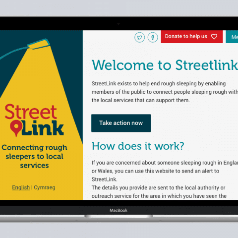 Streetlink website on an Apple MacBook