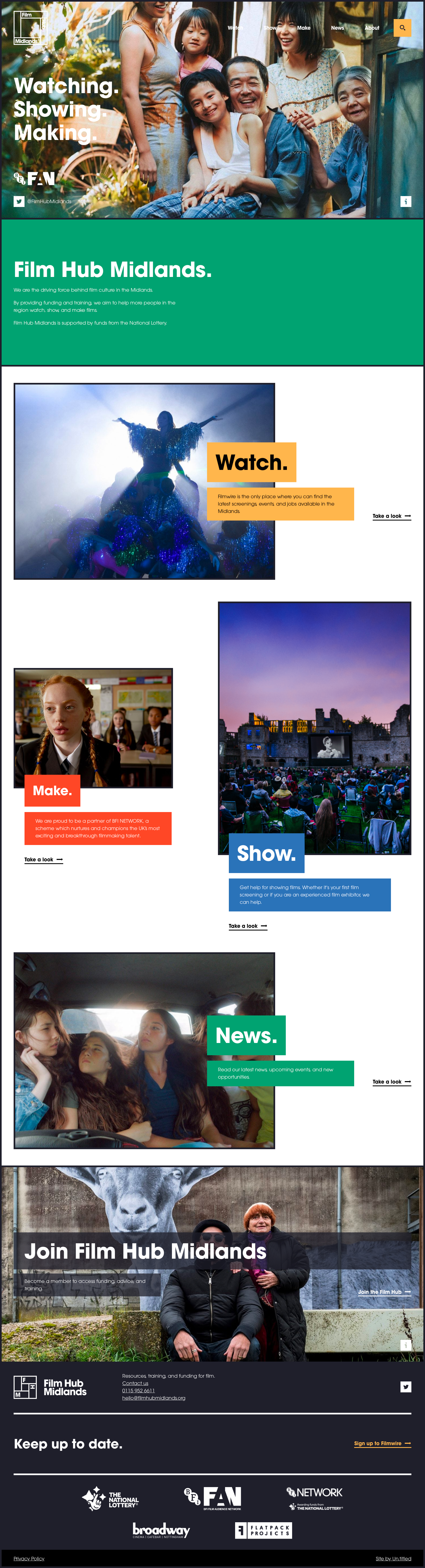 Screenshot of the Film Hub Midlands website