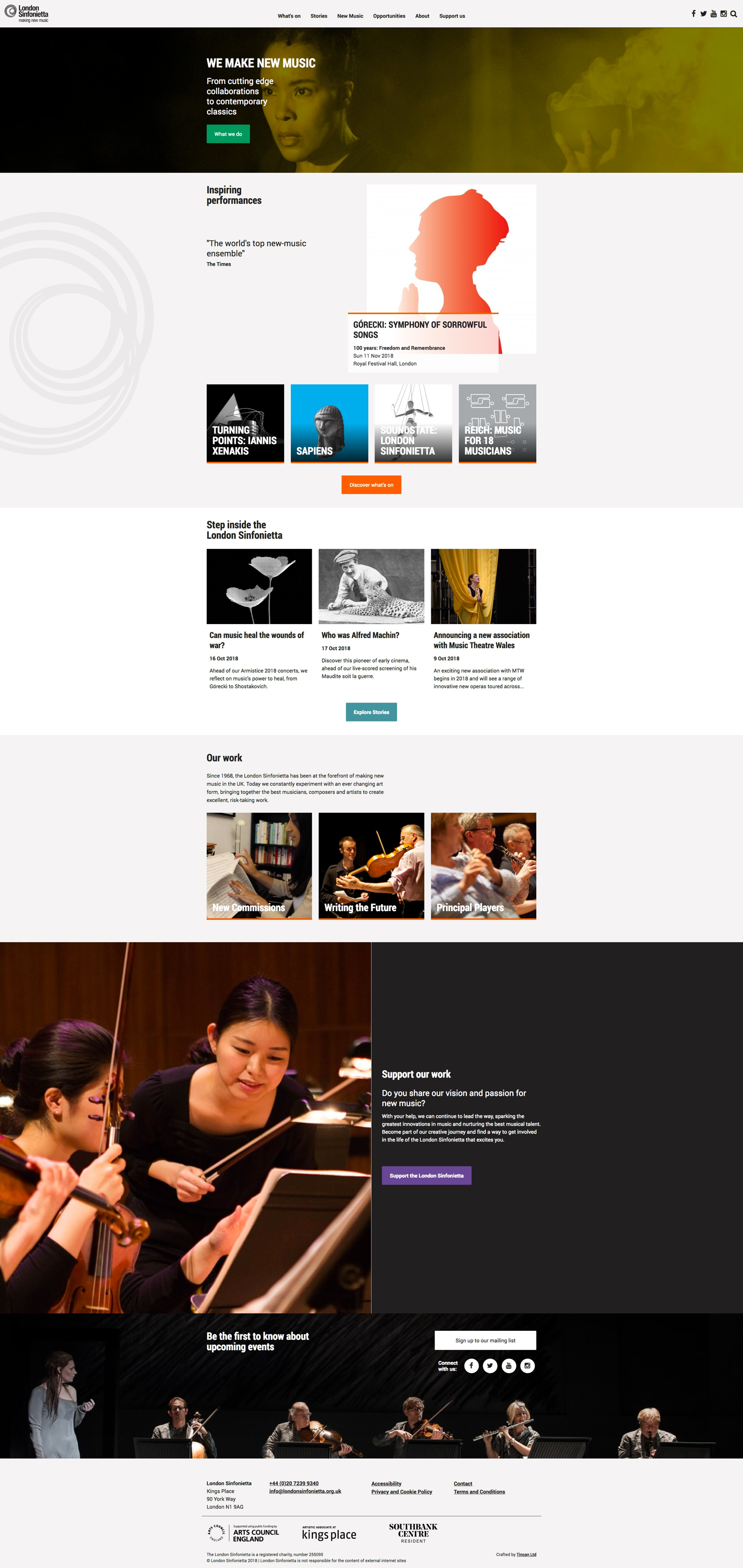 Screenshot of London Sinfonietta website