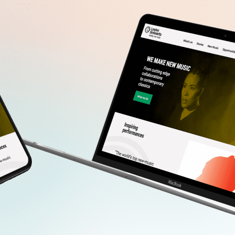 London Sinfonietta website on MacBook and smartphone