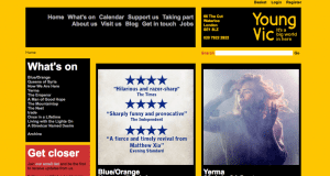 Screenshot of old website of Young Vic