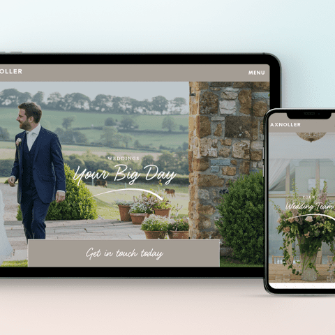 Axnoller Wedding Hire website, on tablet and smartphone