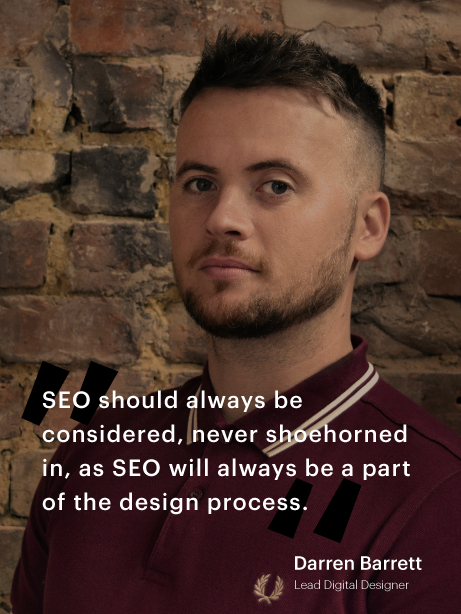 Darren Barrett with quote about SEO and design process