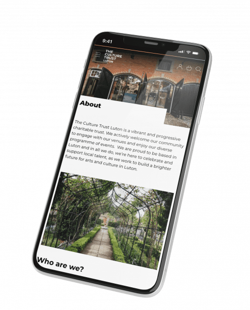 Luton Culture website on a mobile phone
