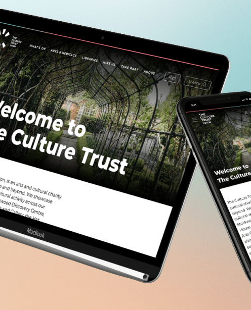 A screenshot of The Culture Trust Luton website on a laptop and tablet device