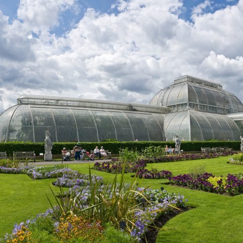 glass palm house in kew garden